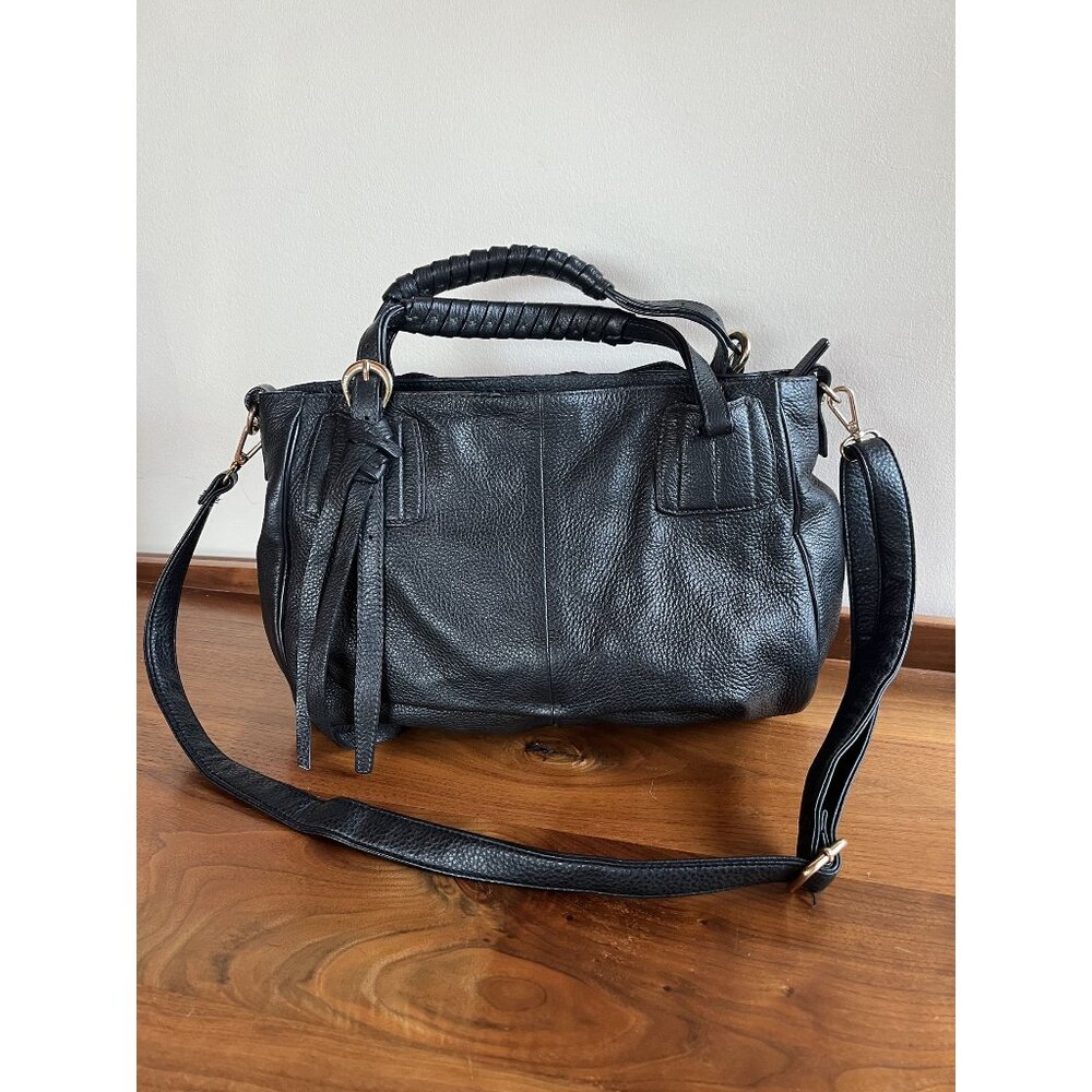 Luana Italian Genuine Leather Convertible Shoulder Bag Tote With Tassels